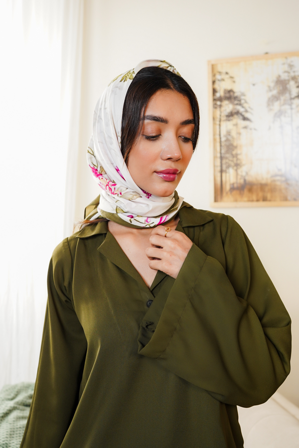 Olive Silk Scarf (KS-039)