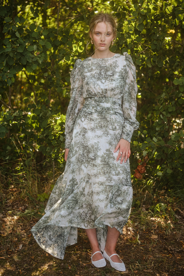 Sage Printed Dress (KS-007)