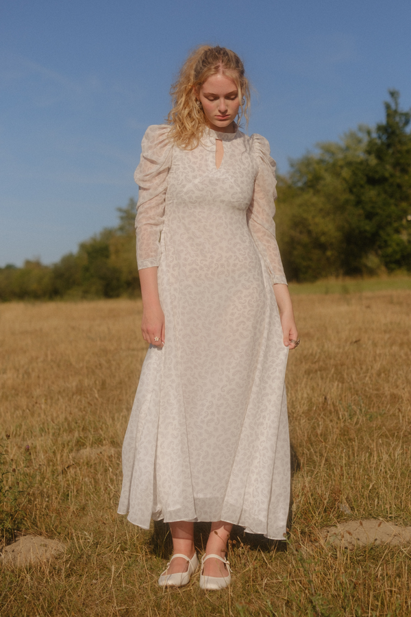 Ivory Printed Maxi Dress (KS-003)