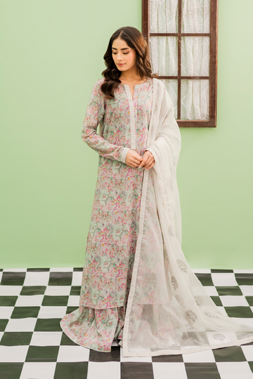 Kastoor by Amna Khadija Embroidered Lawn Stitched 3 Piece Suit - KLP-03 - AM25KSL - Blue - Summer Collection main image 1